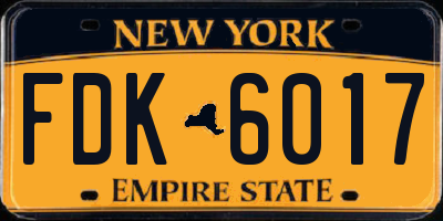 NY license plate FDK6017