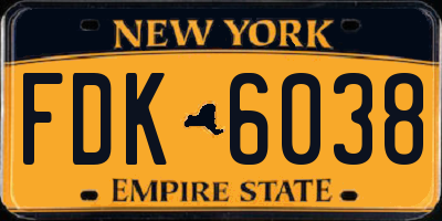 NY license plate FDK6038