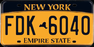 NY license plate FDK6040
