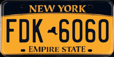 NY license plate FDK6060