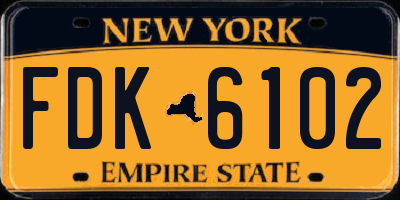 NY license plate FDK6102