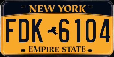 NY license plate FDK6104