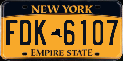 NY license plate FDK6107