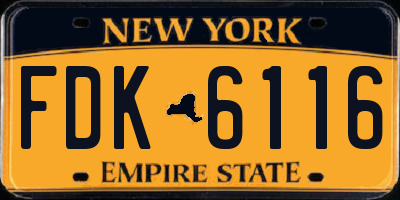 NY license plate FDK6116