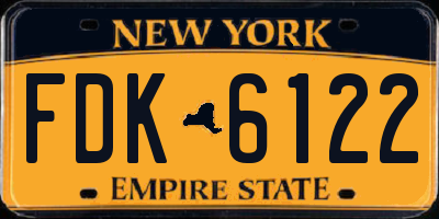 NY license plate FDK6122