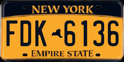 NY license plate FDK6136