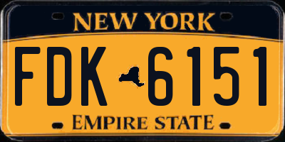 NY license plate FDK6151