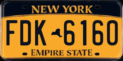 NY license plate FDK6160