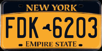 NY license plate FDK6203