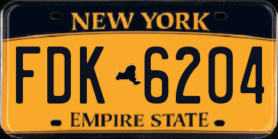 NY license plate FDK6204