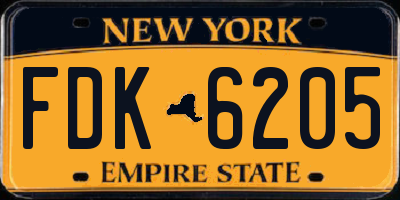 NY license plate FDK6205