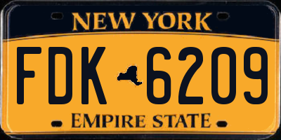 NY license plate FDK6209