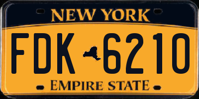 NY license plate FDK6210