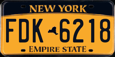 NY license plate FDK6218