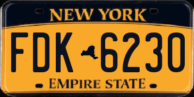 NY license plate FDK6230