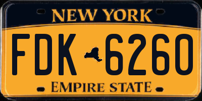 NY license plate FDK6260