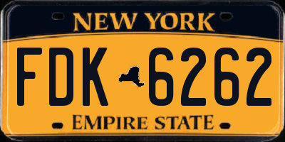 NY license plate FDK6262