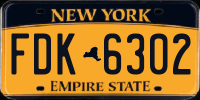 NY license plate FDK6302