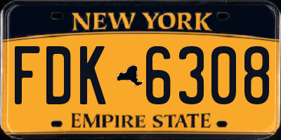 NY license plate FDK6308