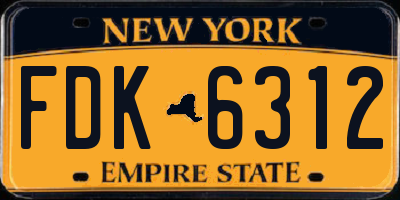 NY license plate FDK6312