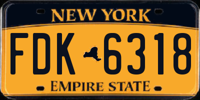 NY license plate FDK6318