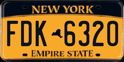 NY license plate FDK6320