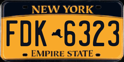 NY license plate FDK6323