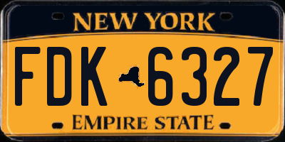 NY license plate FDK6327
