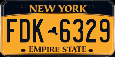 NY license plate FDK6329