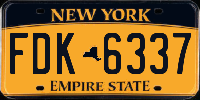 NY license plate FDK6337