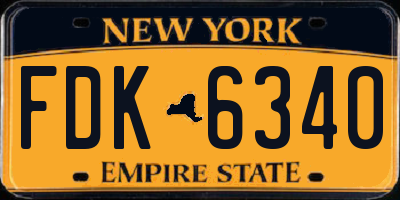 NY license plate FDK6340