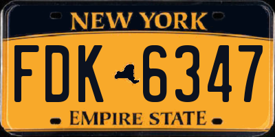 NY license plate FDK6347