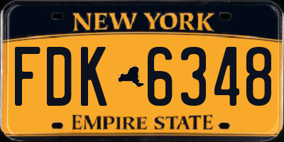 NY license plate FDK6348