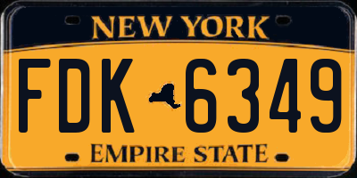 NY license plate FDK6349