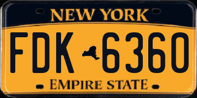 NY license plate FDK6360