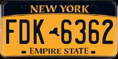 NY license plate FDK6362