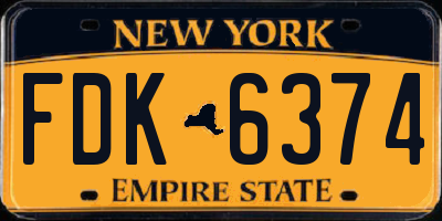 NY license plate FDK6374