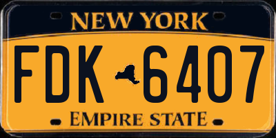NY license plate FDK6407