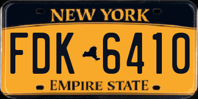NY license plate FDK6410