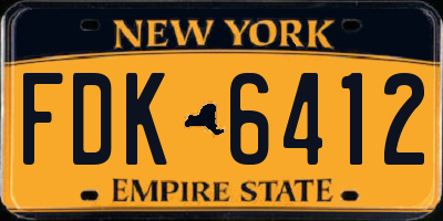 NY license plate FDK6412