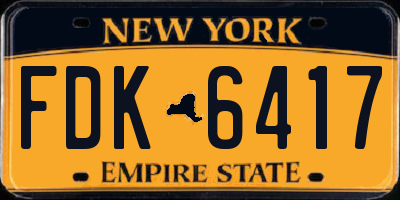 NY license plate FDK6417