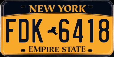 NY license plate FDK6418