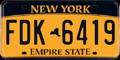 NY license plate FDK6419