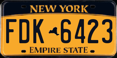 NY license plate FDK6423