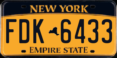NY license plate FDK6433