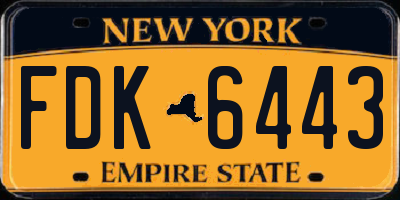 NY license plate FDK6443