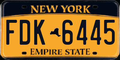 NY license plate FDK6445