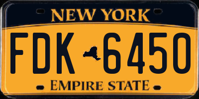 NY license plate FDK6450