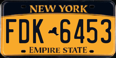 NY license plate FDK6453