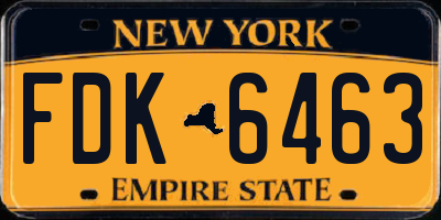 NY license plate FDK6463